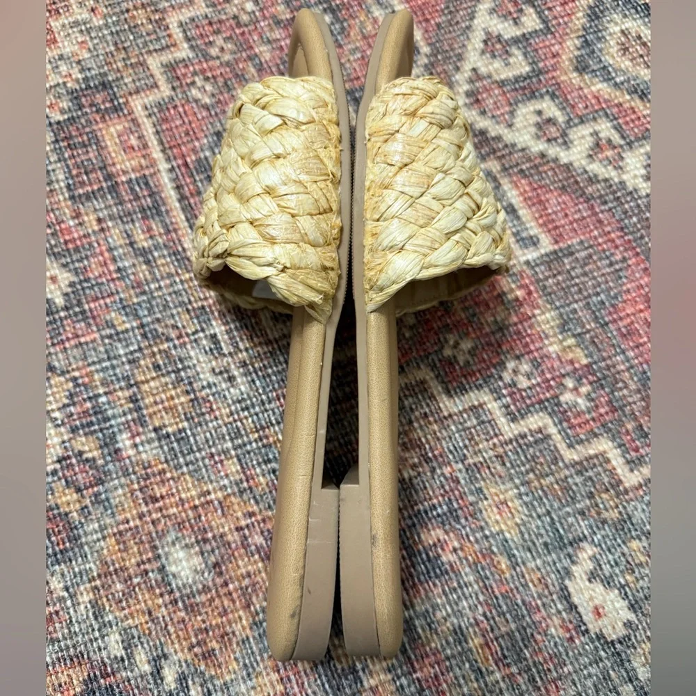 Raffia Slides Sandals A New Day Size 9.5 Carissa Memory Foam - Picture 6 of 7